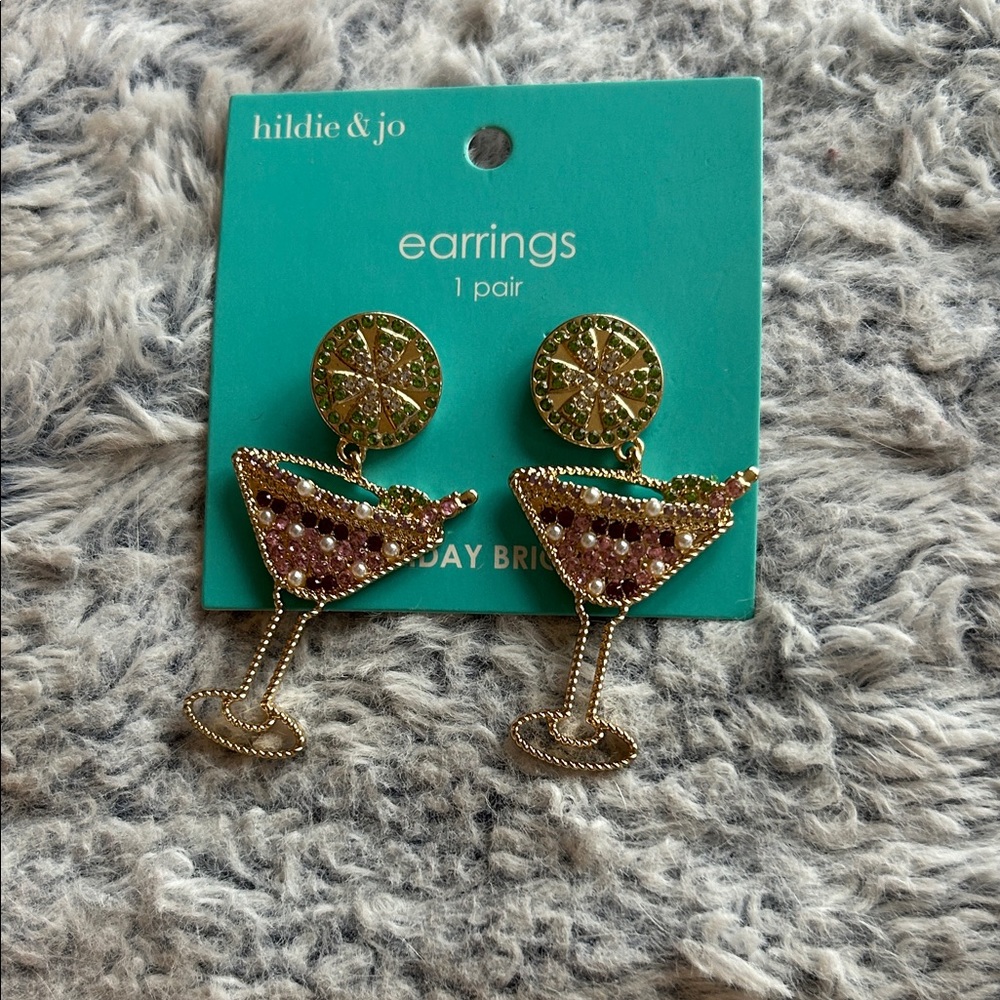 Hildie & Jo Gold and Pink Martini Earrings